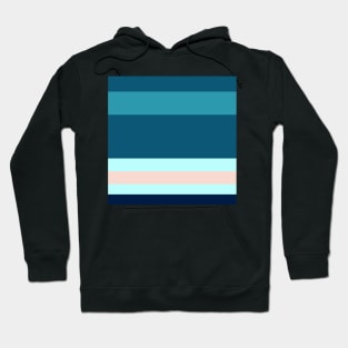 A lovely federation of Oxford Blue, Blue Sapphire, Sea, Pale Cyan and Champagne Pink stripes. Hoodie